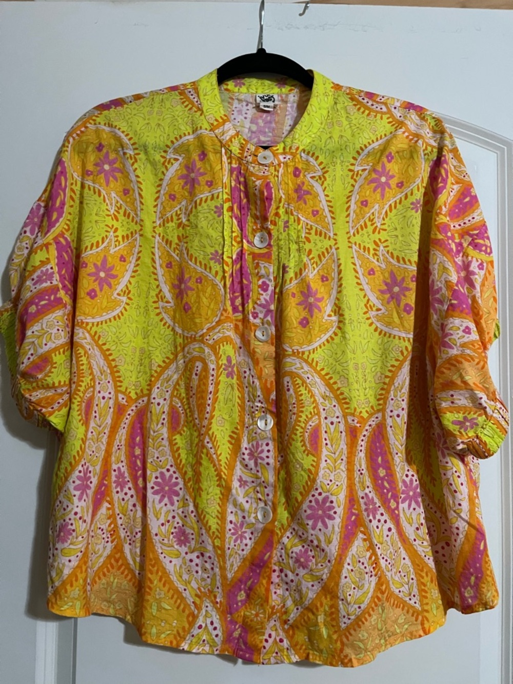 Ivy Jane Popping Paisley Vibrant Retro Style Top Boho Summer S/M Cotton